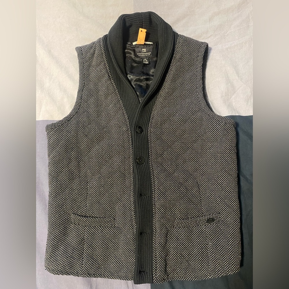 Scotch & Soda beautiful black wool blend button vest size M